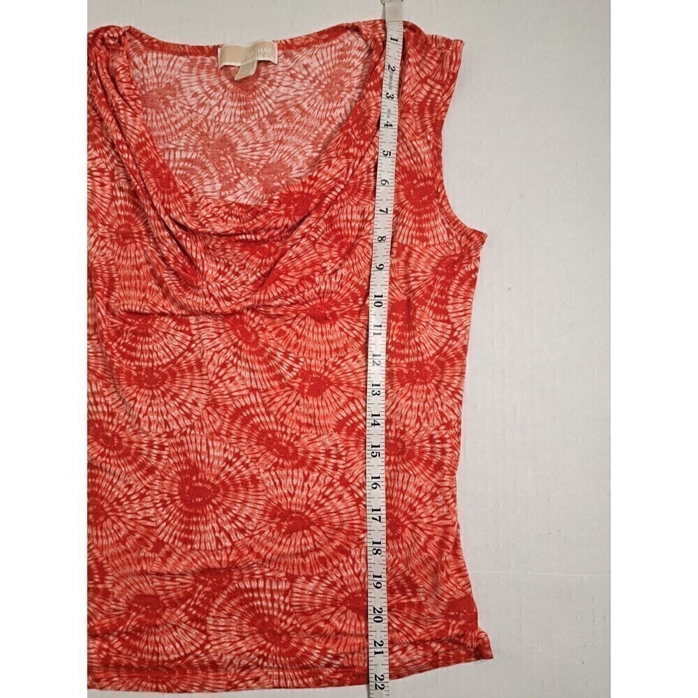 MICHAEL Kors Orange Tye-Dye Scoop Neck Sleeveless Blouse, Size L - Picture 3 of 5